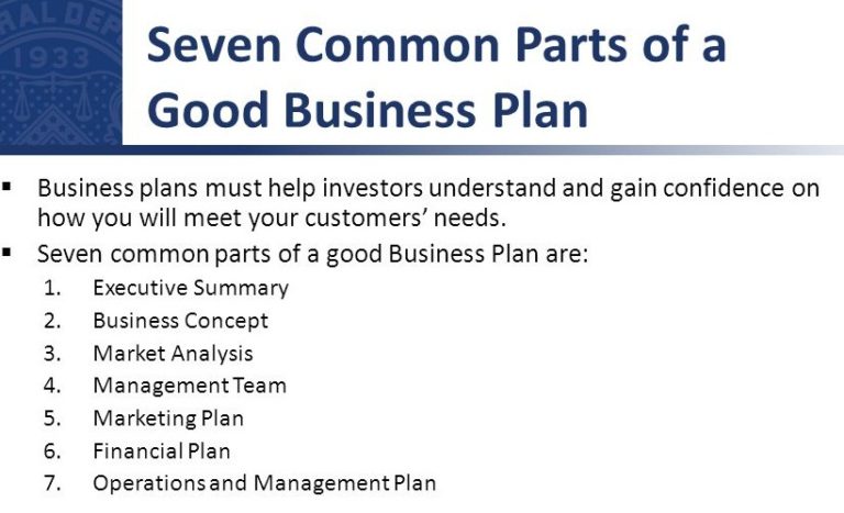 components of a good business plan