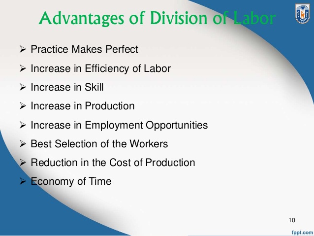 benefits of division of labour to an organization