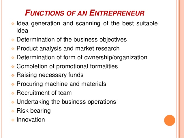 functions of an entrepreneur