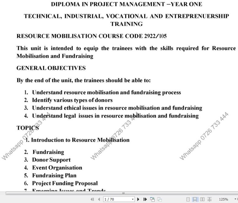 Resource Mobilisation Knec Notes KNEC notes and Revision materials