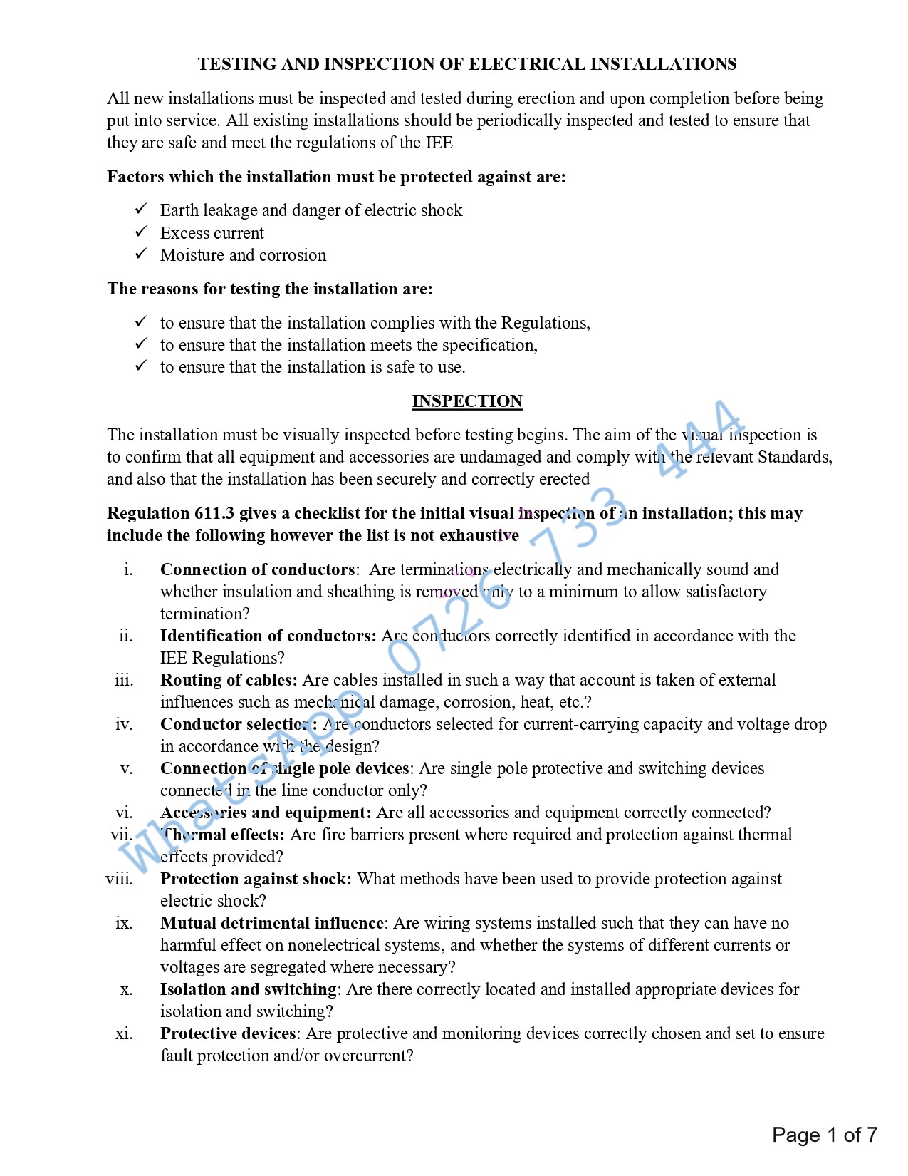 Topic 11 Tests and Inspection KNEC notes and Revision materials